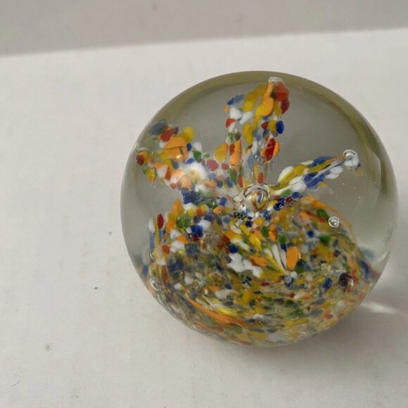 Hand Blown Art Glass Paperweight Tree of Life Orb – Multicolor Millefiori Design - Picture 5 of 7